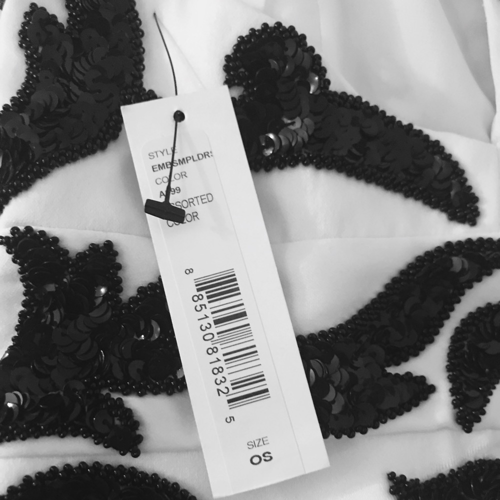 Alice + Olivia White Black Sequin Skater Dress - Picture 7 of 7